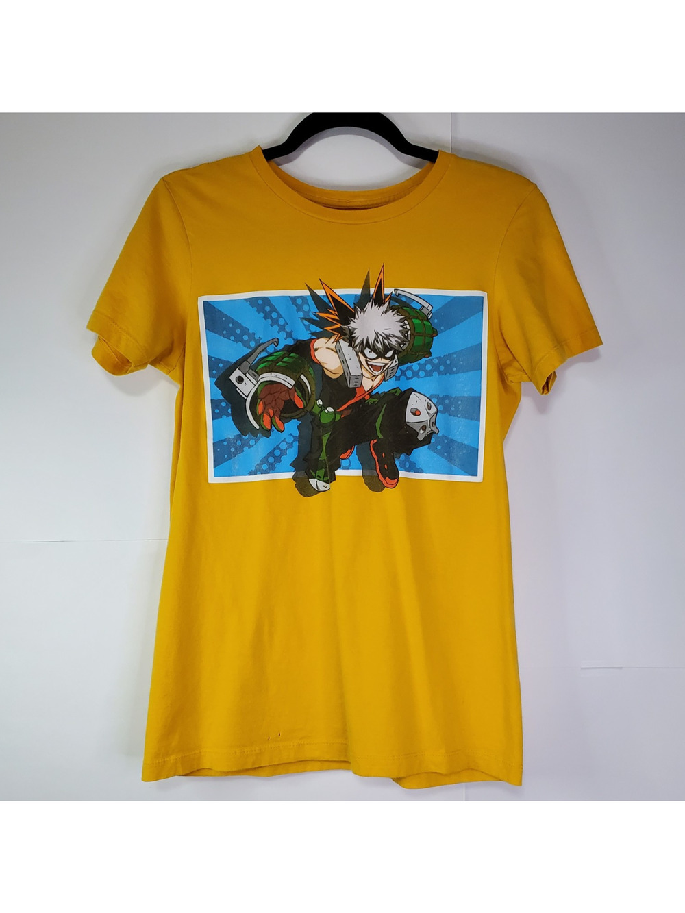 My Hero Academia T-Shirt Men's SMALL Katsuki Bakugo Yellow Shirt Anime casual